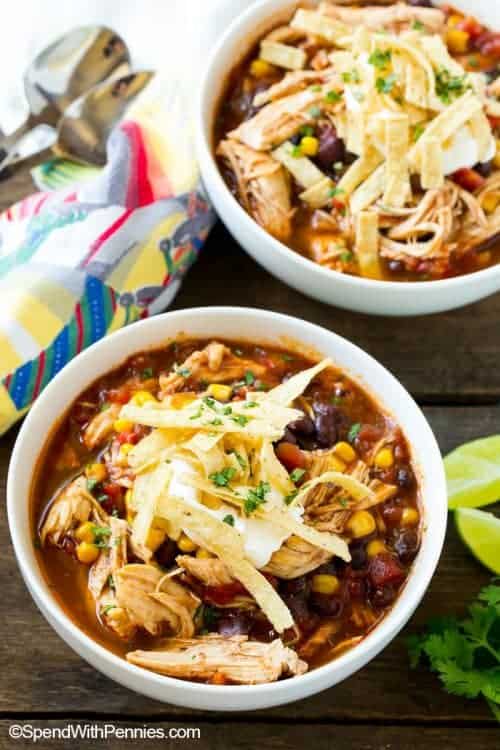 Hearty Slow Cooker Chicken Enchilada Soup Spend With Pennies