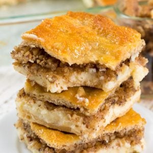 stack of baklava cheesecake bars