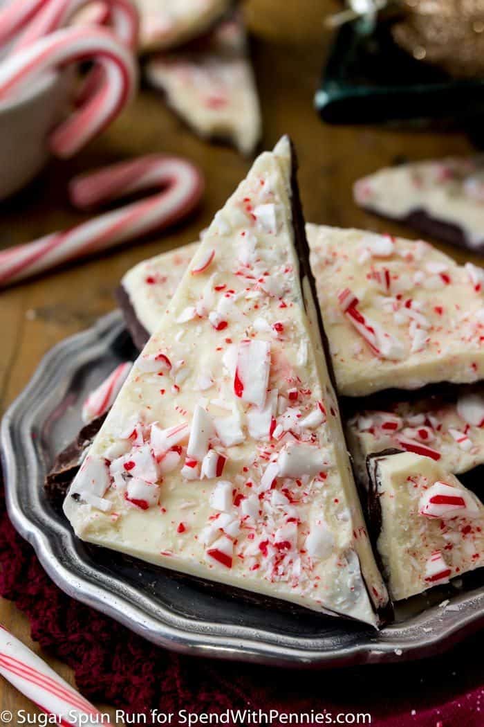 Homemade Peppermint Bark on a plate