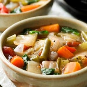 finished cabbage soup in bowl