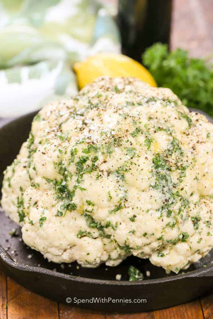 garlic parmesan whole roasted cauliflower