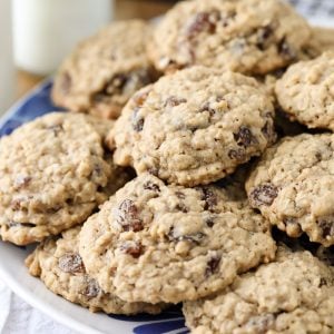 Plate of Oatmeal Raisin Cookies