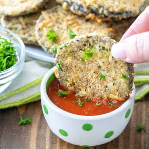 Baked Eggplant dipped in sauce