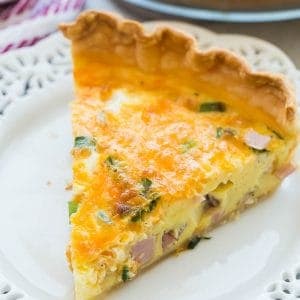 slice of quiche on a white plate