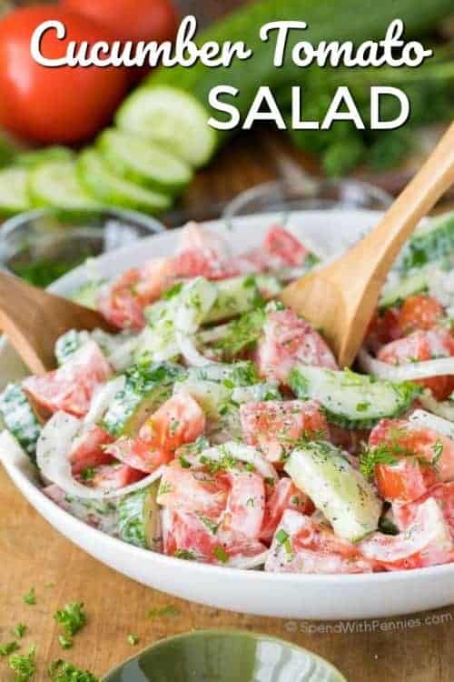 Creamy Cucumber Tomato Salad with title