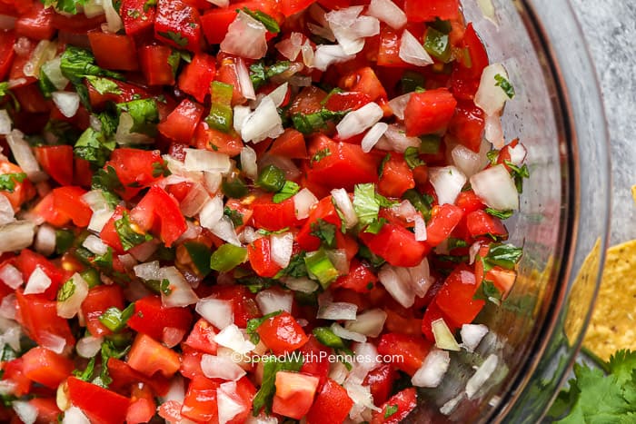 Pico de Gallo in a bowl close up