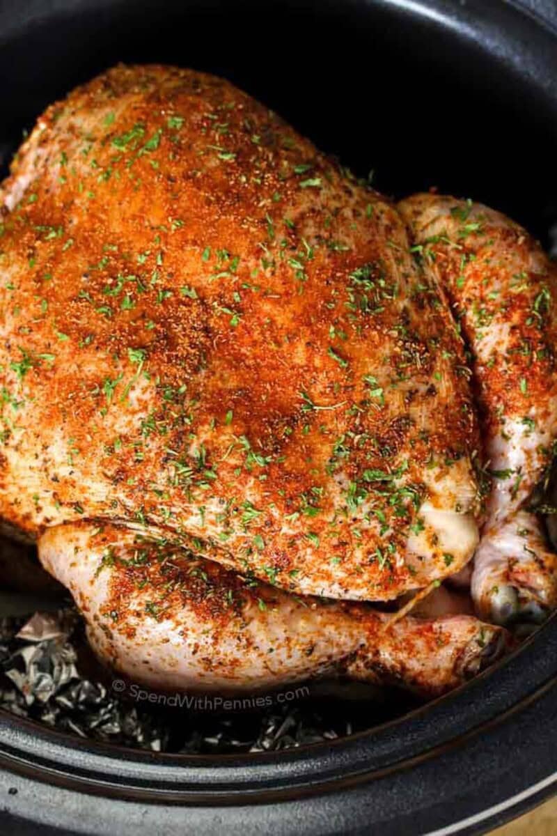 a whole chicken in a crockpot