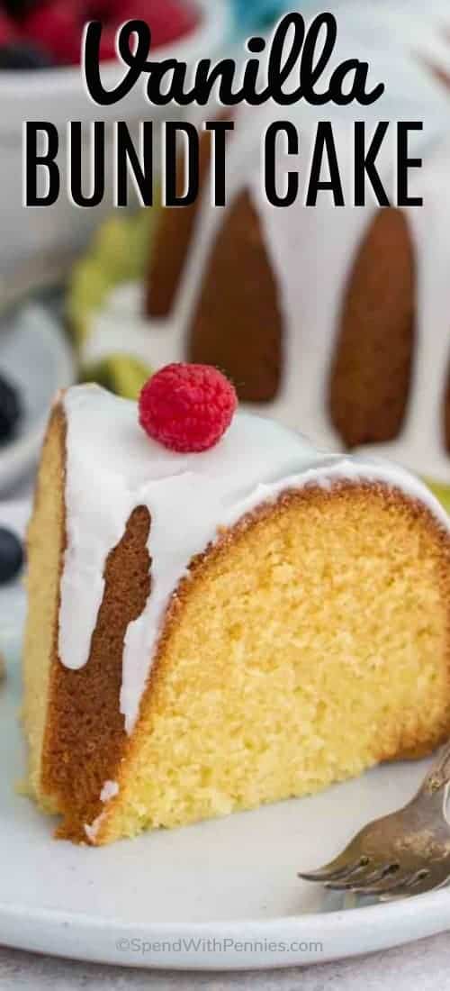 Vanilla Bundt Cake is a beautiful and elegant dessert, with a rich and buttery crumb and subtle vanilla flavor. Topped with a sweet and easy vanilla glaze. #bundtcake #glaze #vanillabundtcake #spendwithpennies #cake #classicrecipe