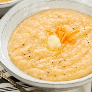 Cheese Grits in a white bowl