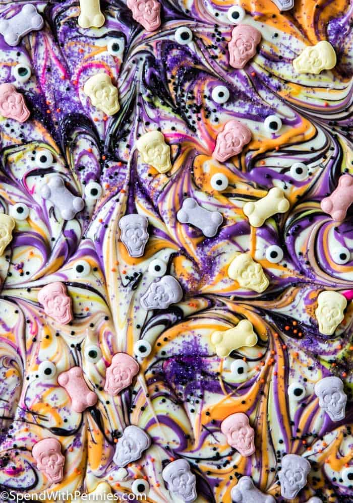 Overhead picture of Halloween Candy Bark