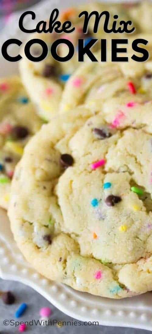 Cake Mix Cookies with sprinkles