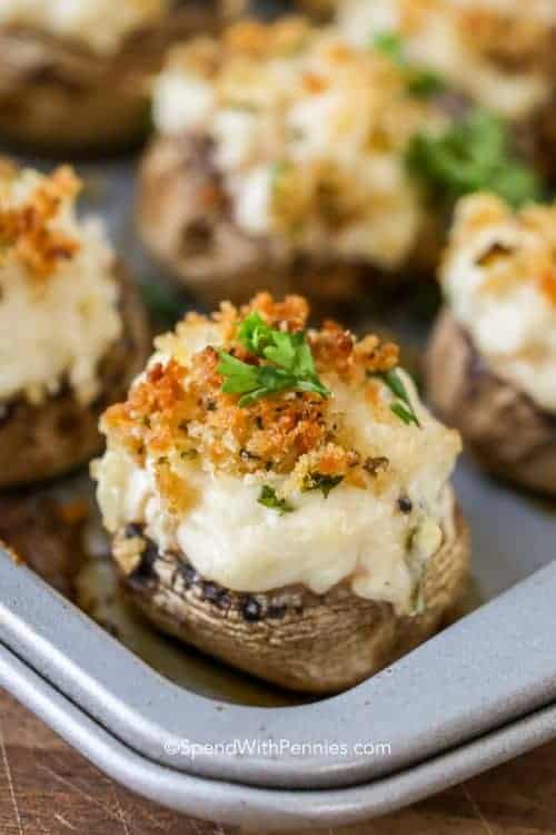 Crab Stuffed Mushrooms {Make Ahead!} Spend With Pennies