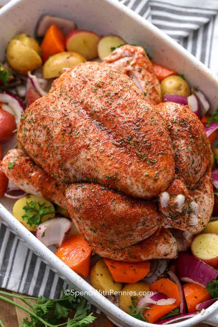 roast chicken with vegetables