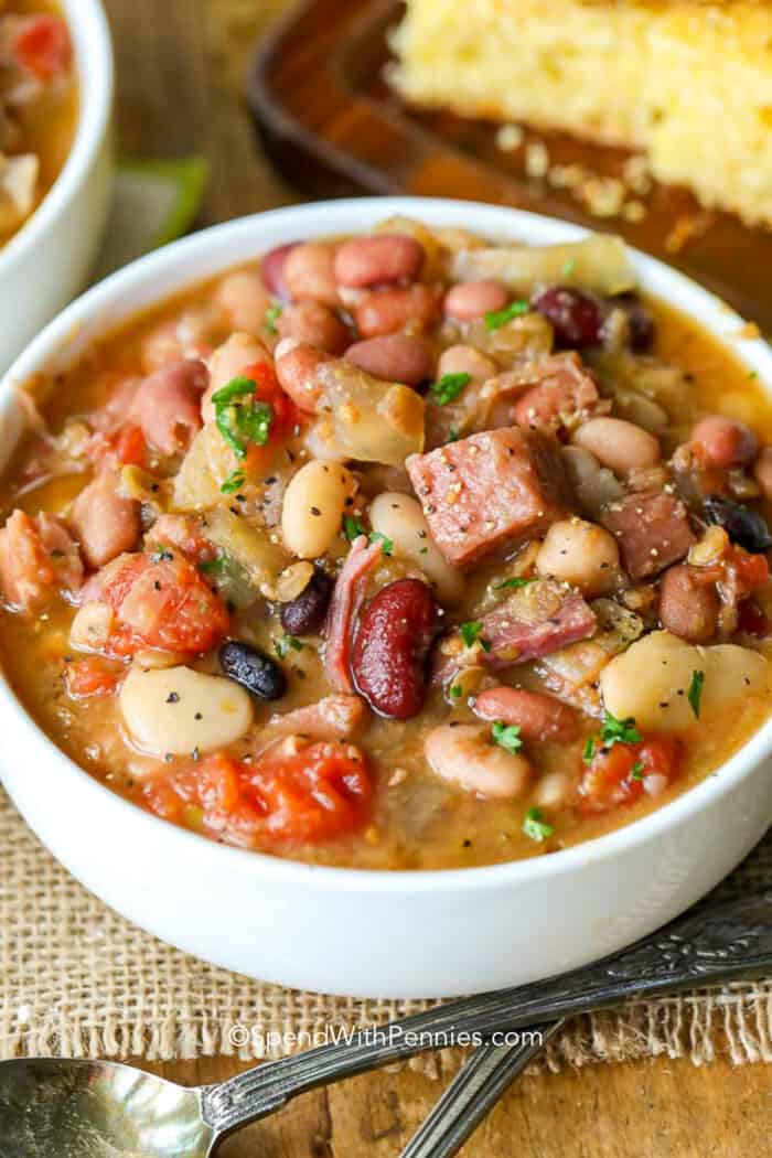 a bowl of bean soup