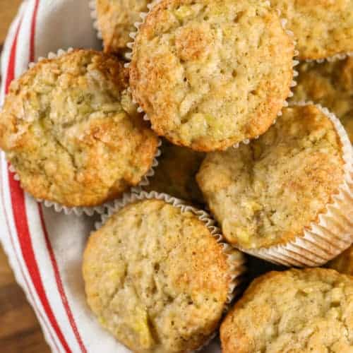 Banana Muffins with a towel in a basket