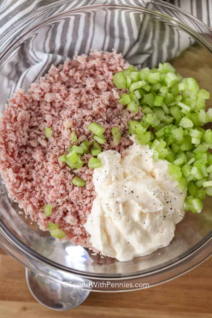 Raw ingredients for Ham Salad