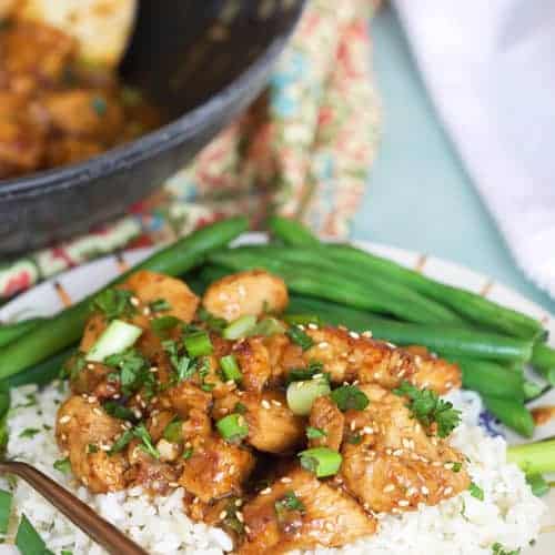 Teriyaki Chicken with green beans and rice