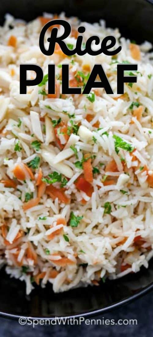 rice pilaf shown with a title