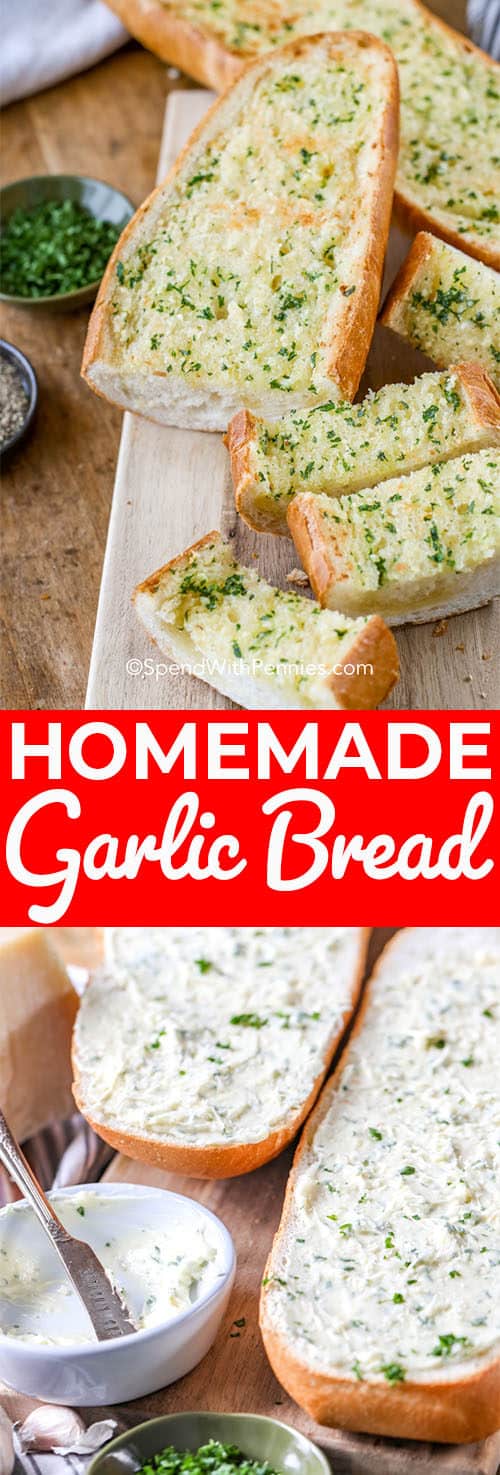 Homemade Garlic Bread with a title