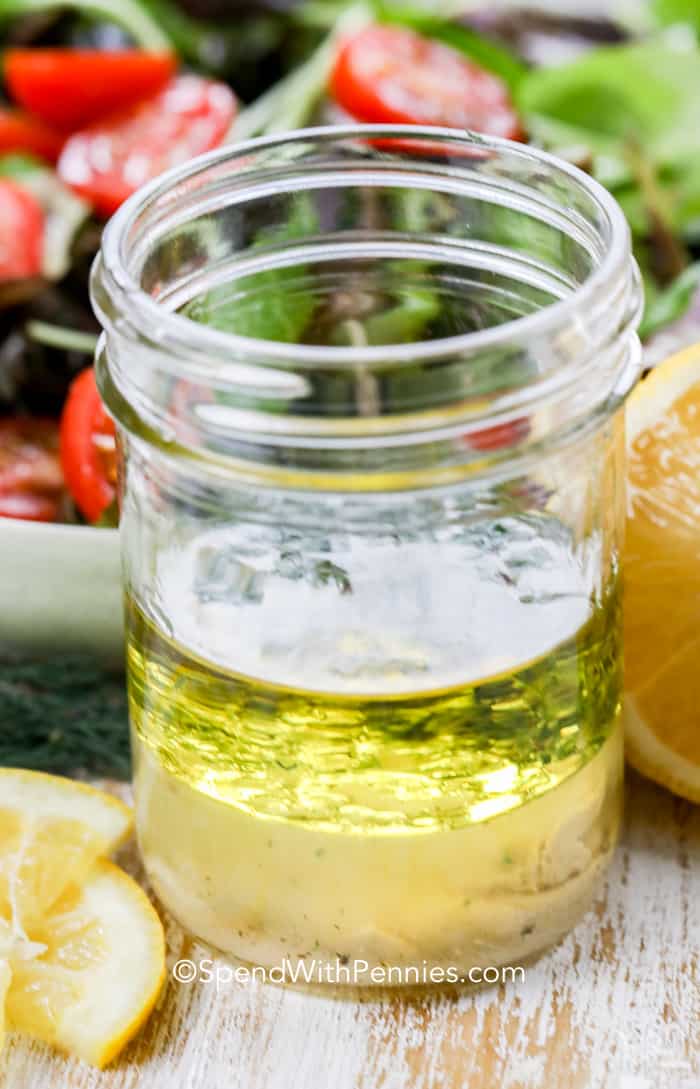 Lemon Vinaigrette in a mason jar