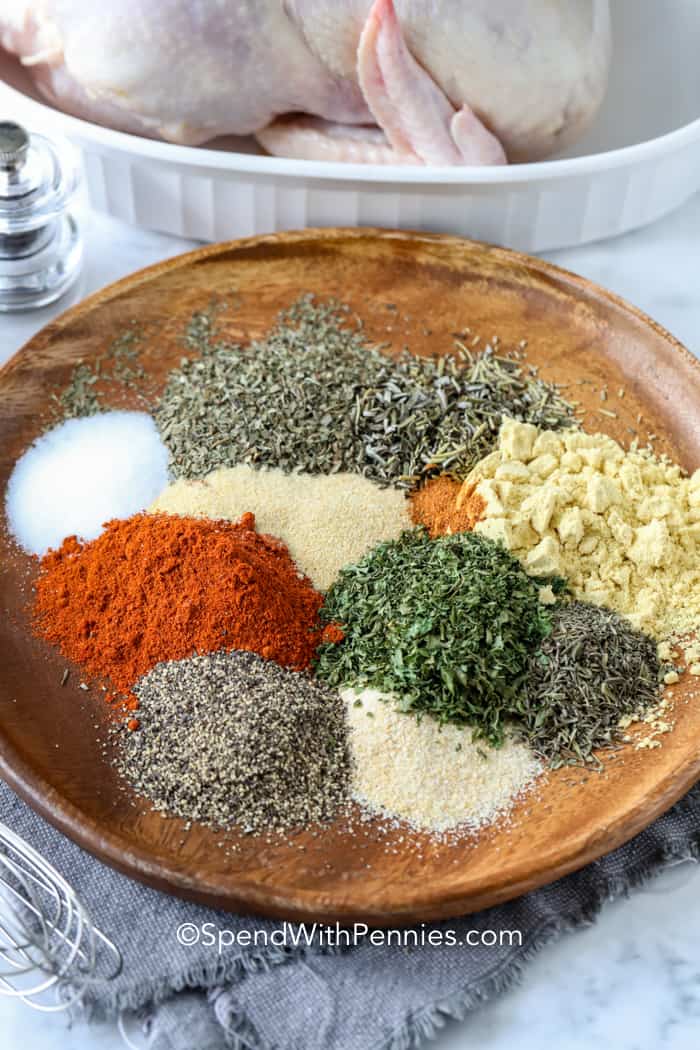 Chicken Seasoning in a wood bowl