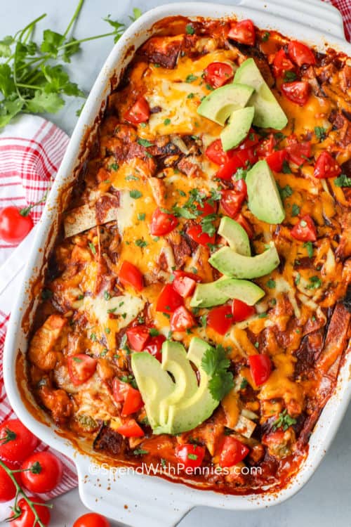 Cheesy Chicken Enchilada Casserole Spend With Pennies