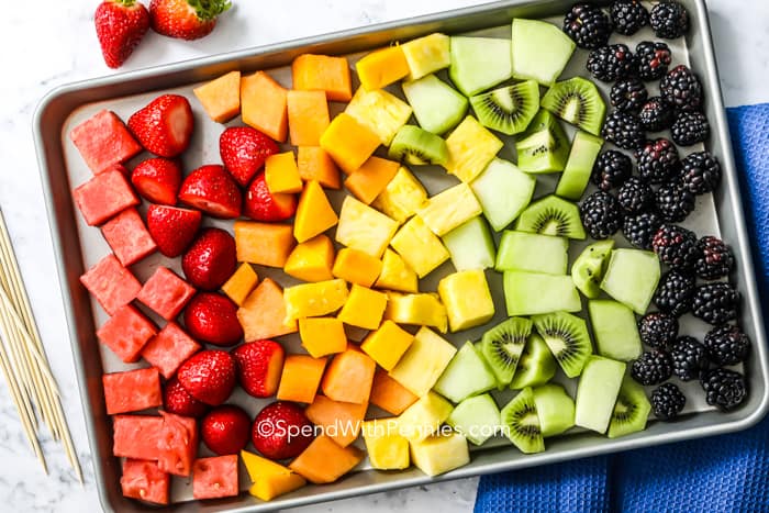 fruit prepped for fruit kabobs