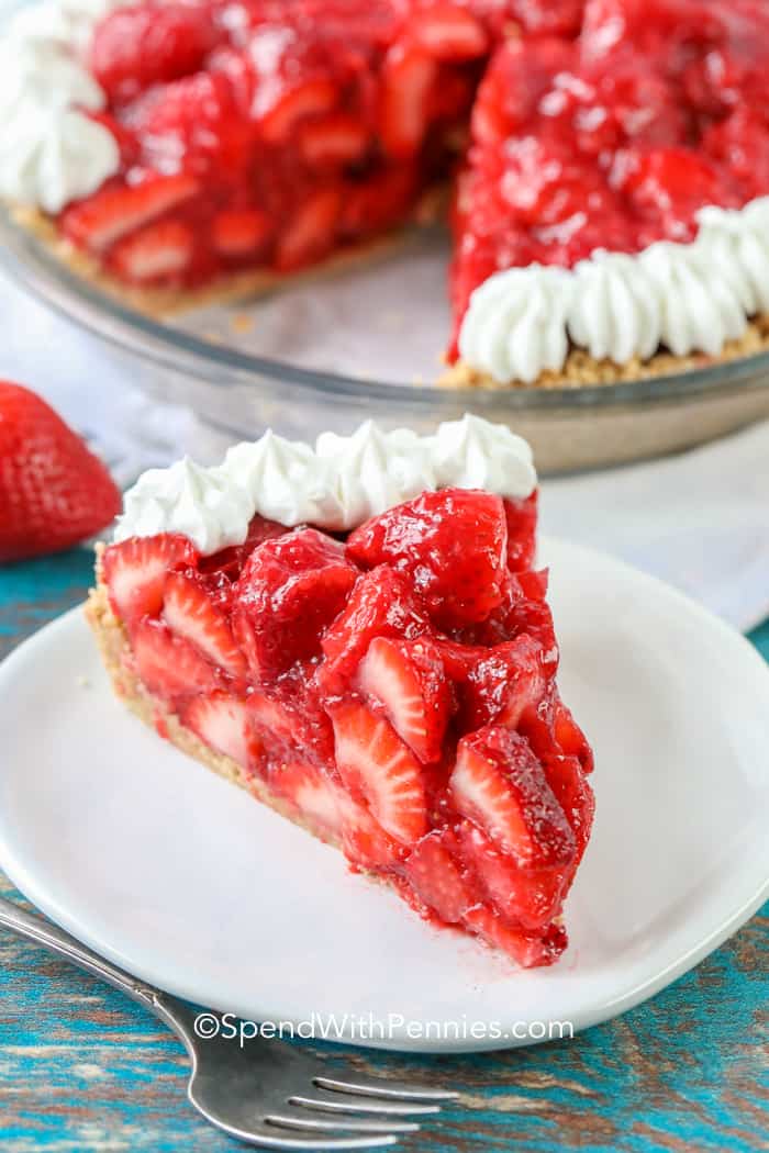 No Bake Strawberry Pie Fresh Or Frozen Berries Spend With Pennies
