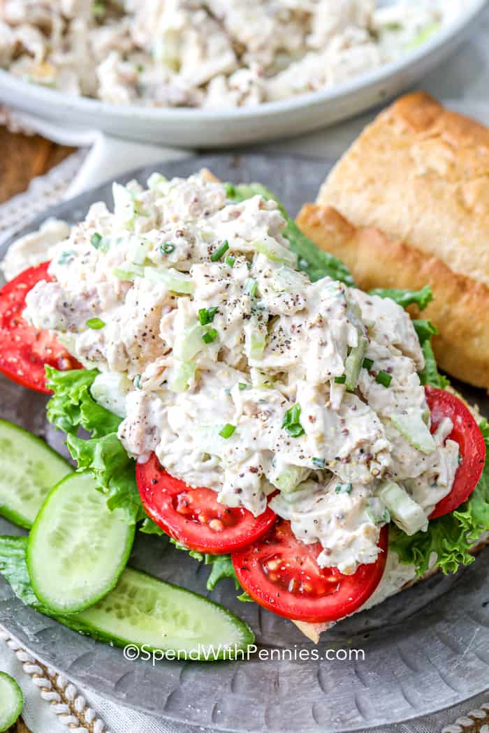 Classic Chicken Salad sandwich on a long roll