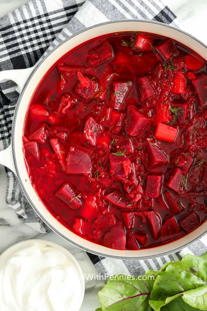 a pot of Hot Borscht