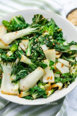 cooked Bok Choy in a bowl