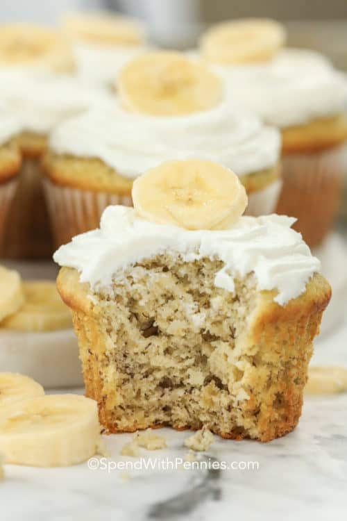 Fluffly Banana Cupcakes {Just Like Grandpa Made} Spend With Pennies