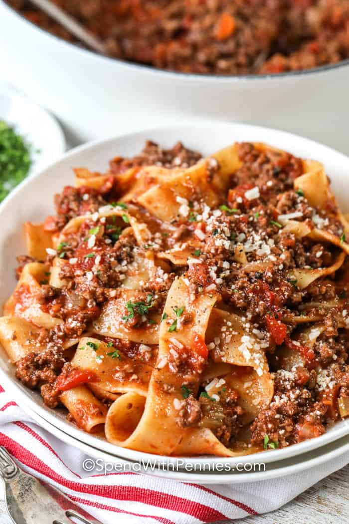 Homemade Bolognese Sauce (Pappardelle) - Spend with Pennies