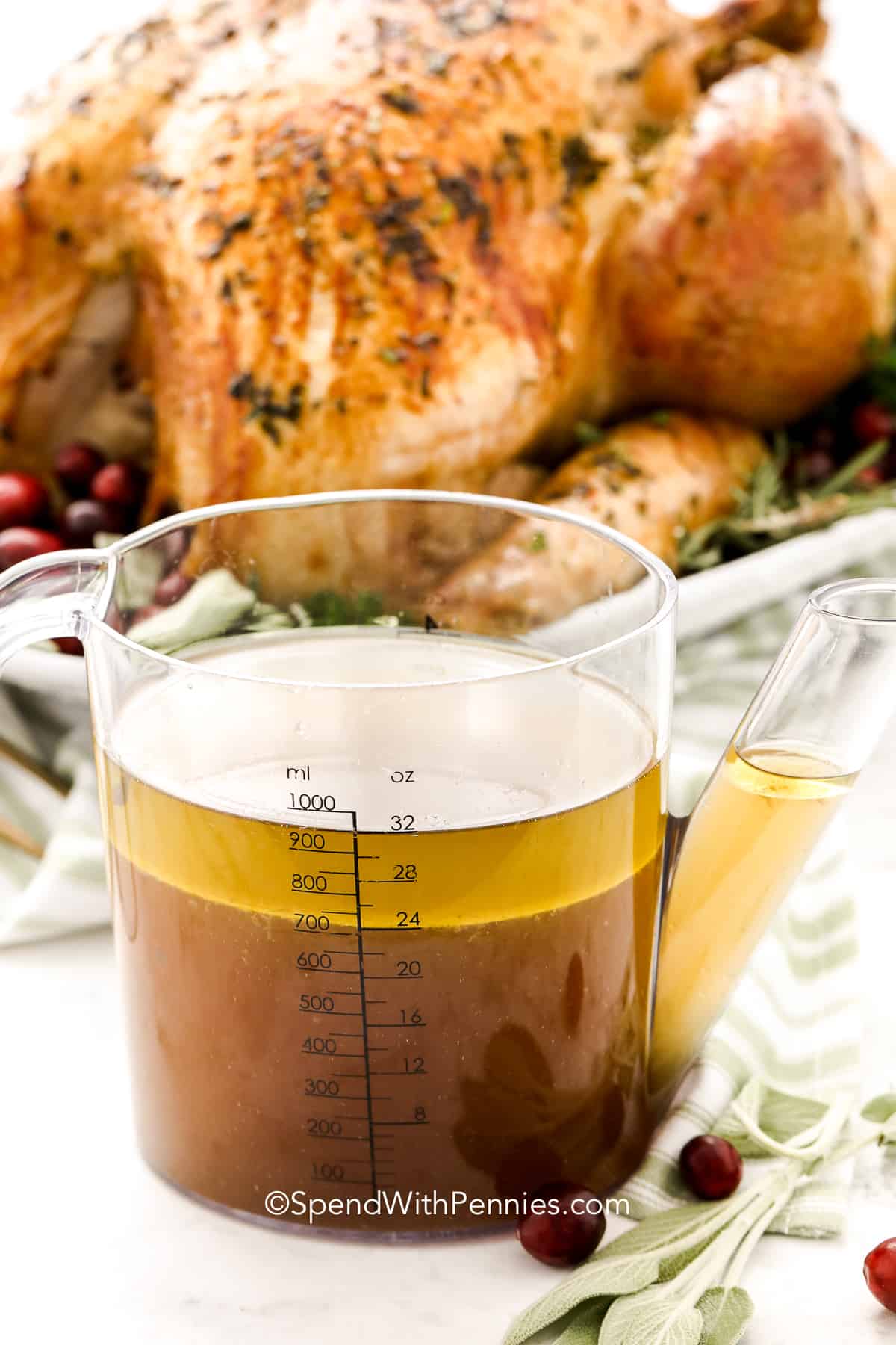 Try this flavorful gravy recipe and bring rich, savory goodness to any roast dinner. Made with pan drippings or butter, flour, and broth, it turns simple ingredients into a smooth, lump-free sauce. Perfect over turkey, chicken, or beef, and delicious spooned onto biscuits or mashed potatoes. Add herbs or mushrooms for even more flavor. It’s the best homemade gravy to make any meal special. #spendwithpennies drippings in a gravy separator for making gravy