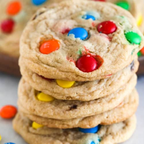 Stack of M&M cookies