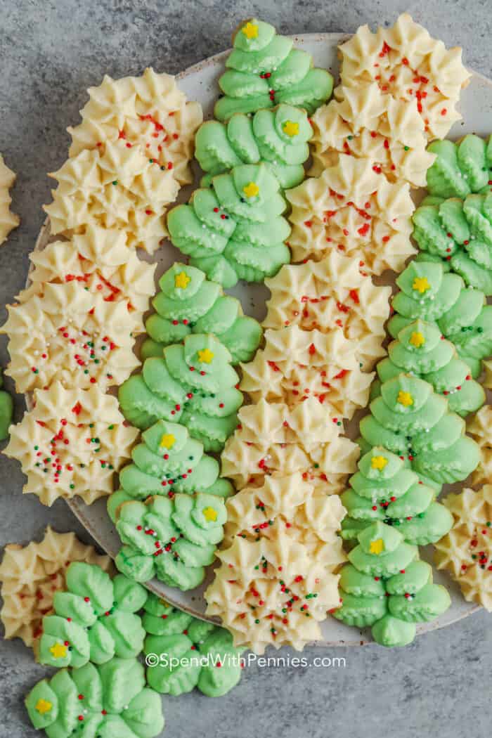 spritz cookies on a plate