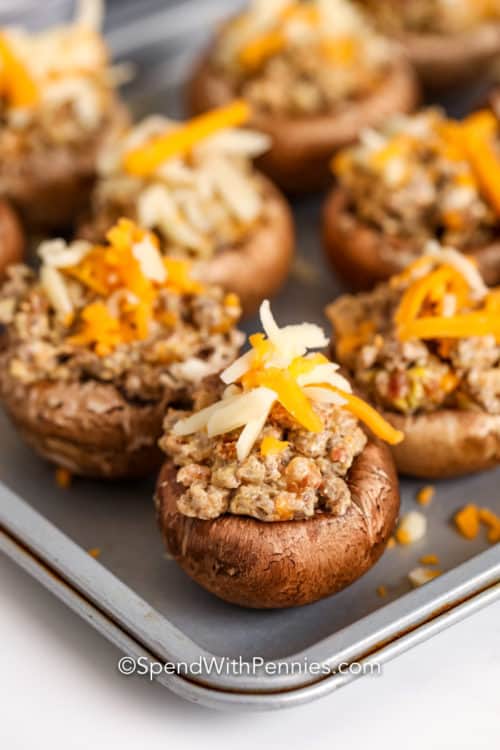 Bacon Double Cheeseburger Stuffed Mushrooms Recipe