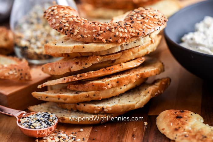Homemade Bagel Chips Just 3 Ingredients! - Spend With Pennies