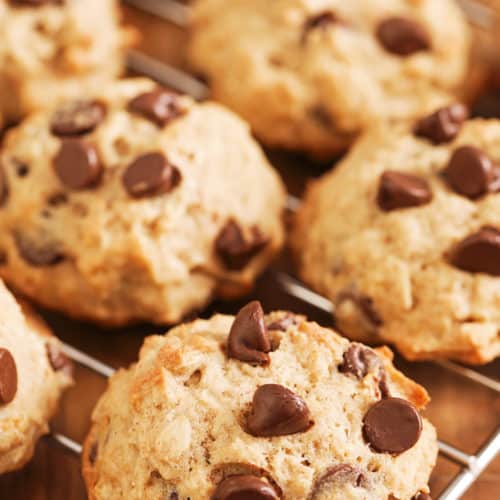 Banana Cookies on a wire rack