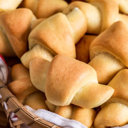 Buttery Crescent Rolls in a basket