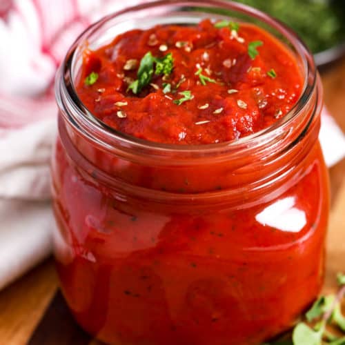 Homemade Pizza Sauce in a mason jar