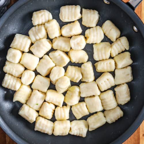 Cooking Homemade Gnocchi in a pan