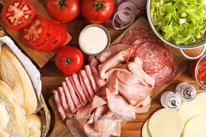 Ingredients for Italian Sub Sandwich