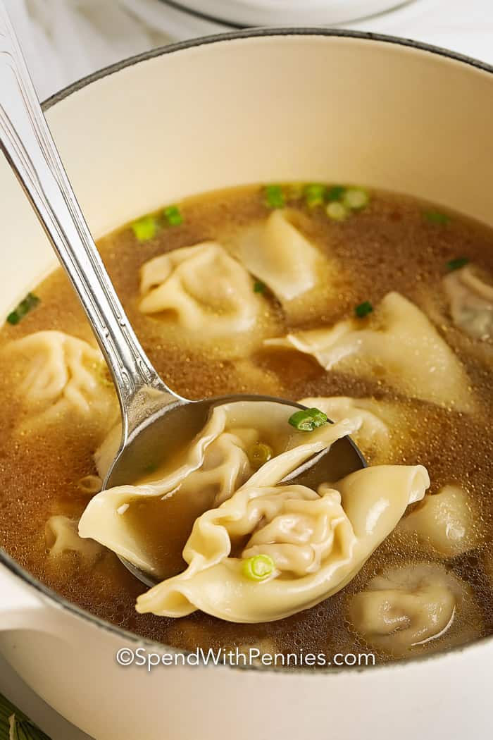 Spoonful of Homemade Wonton Soup