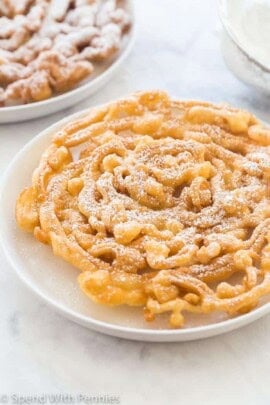 a funnel cake on a plate