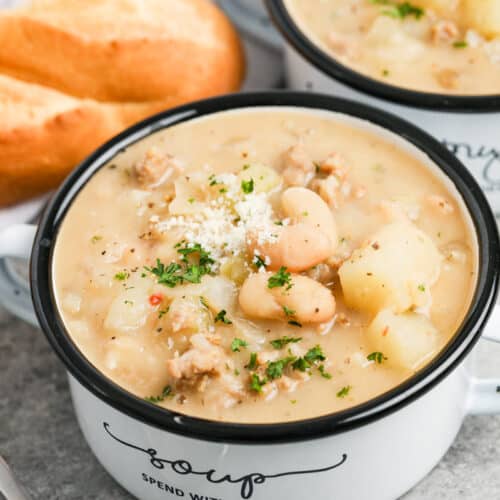 Serving of Creamy Cannellini Soup in a bowl