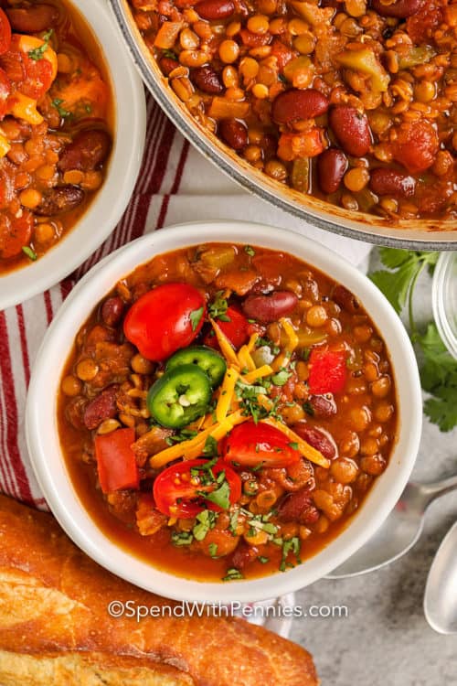 Homemade Lentil Chili Recipe {with Pantry Staples!} Spend With Pennies