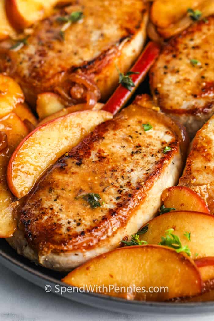 Fried Pork Chops with Apples {& a Dijon Sauce!} Spend With Pennies