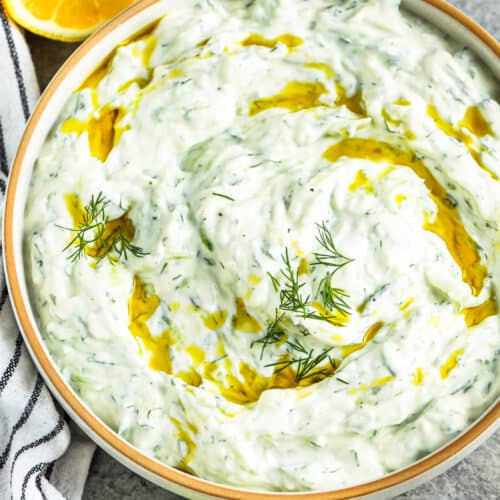 top view of a bowl of Tzatziki Sauce