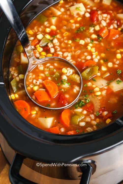 Vegetable Barley Soup Slow Cooker Version! - Spend With Pennies